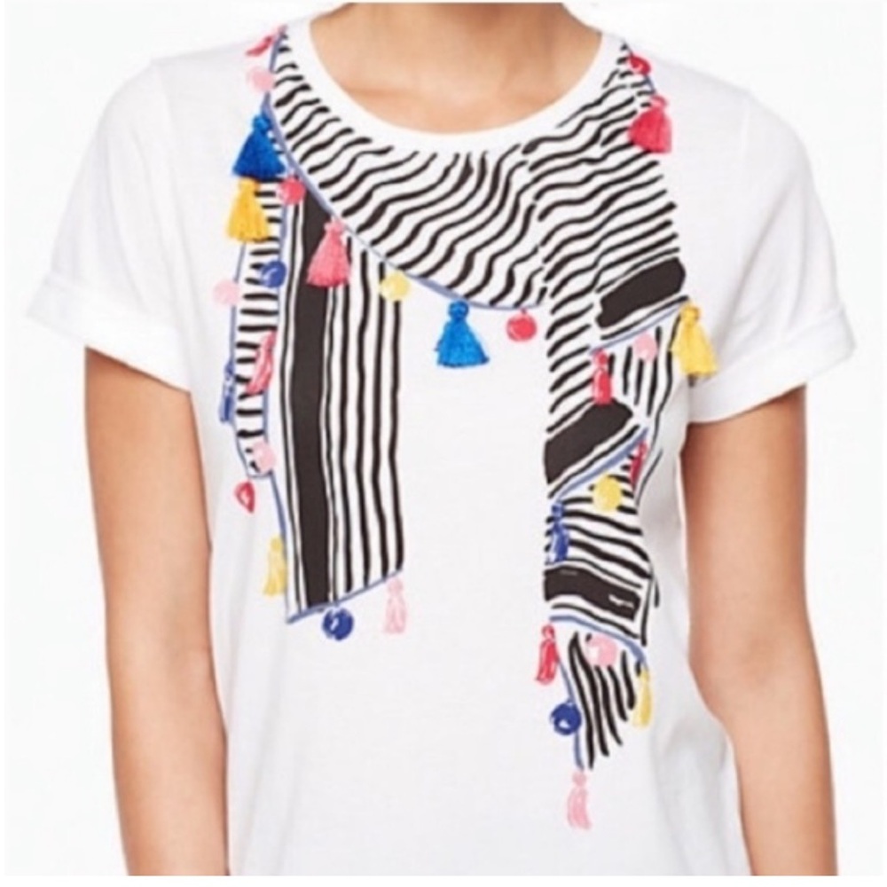 Kate Spade Broome street Berber stripe scarf tee size S EUC